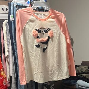 Panda Graphic Long Sleeve Top